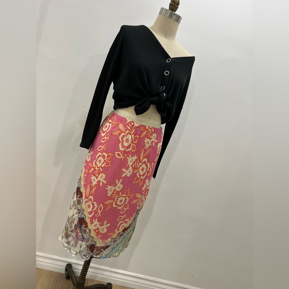 Johnny Was Medi Skirt, Multi Scarf Print, Colorful, Y2K, 2000’s style